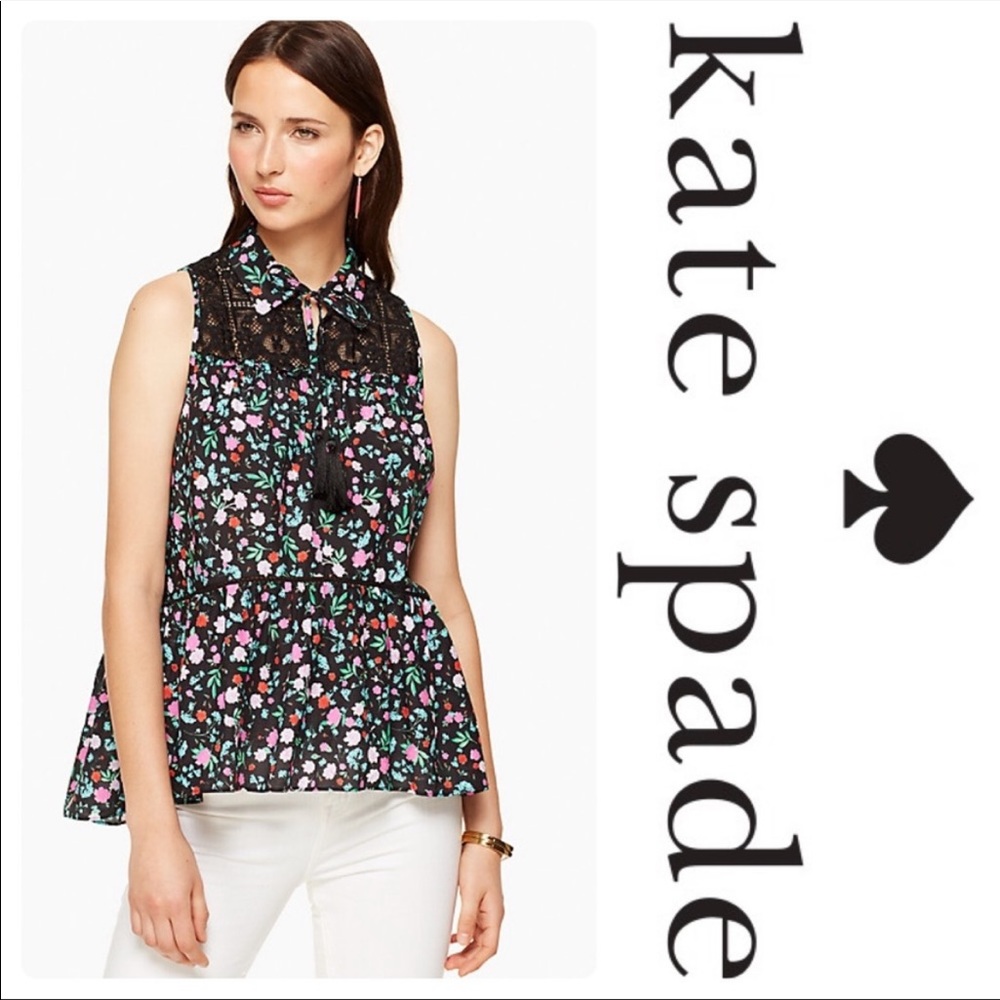 Kate Spade Greenhouse lace yoke top sz M (2017) OFFERS WELCOME